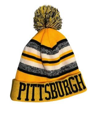 New Pittsburg Hat Pom Pom Beanie Yellow & Black